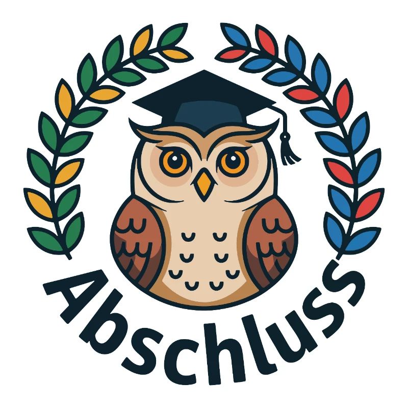 Abschluss-Eule mit Kranz und Mütze