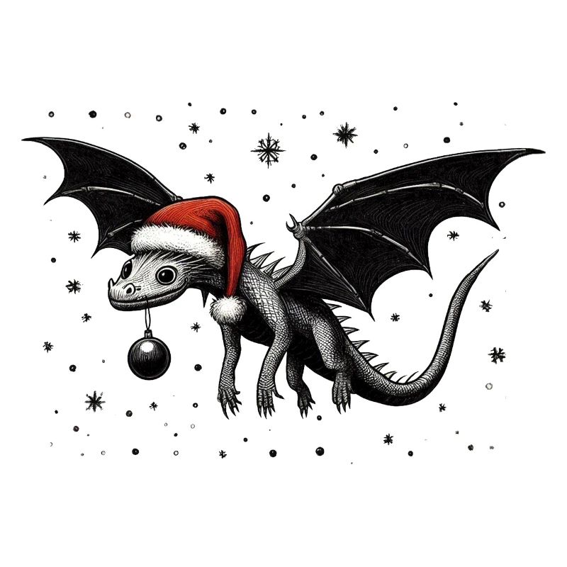 Dragon de Noël avec boule de Noël