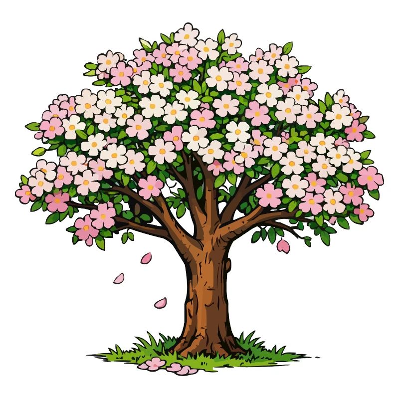 Arbre fleuri aux fleurs roses et blanches