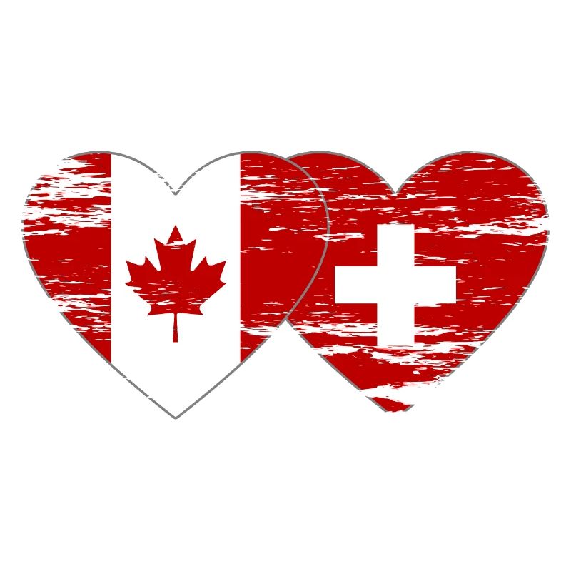 Canada Suisse Drapeau Coeur Utilisé