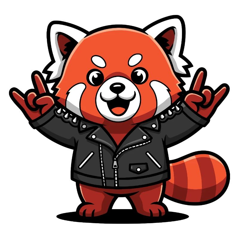 Roter Panda in Lederjacke