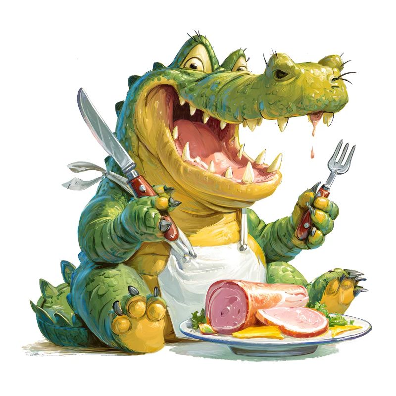 Alligator avec filet sur l’assiette
