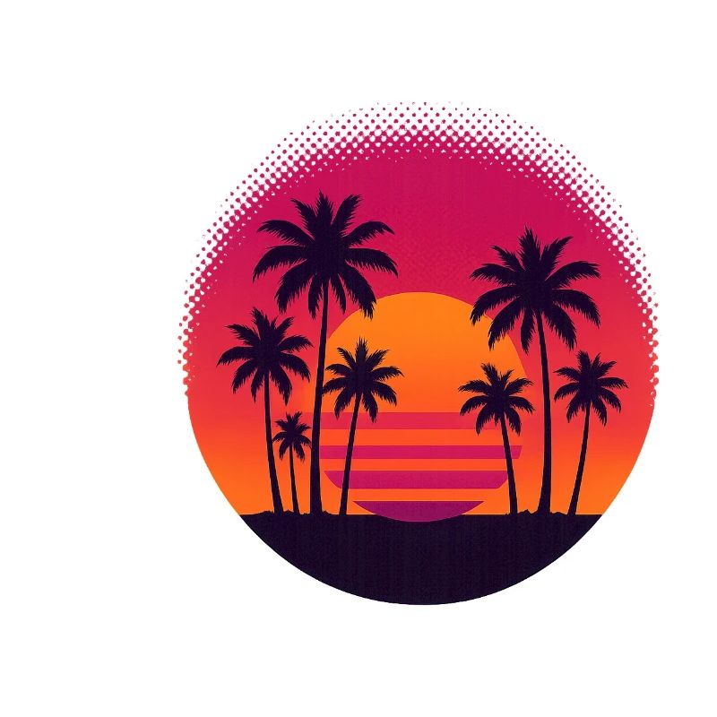Tropical sunset with palm trees