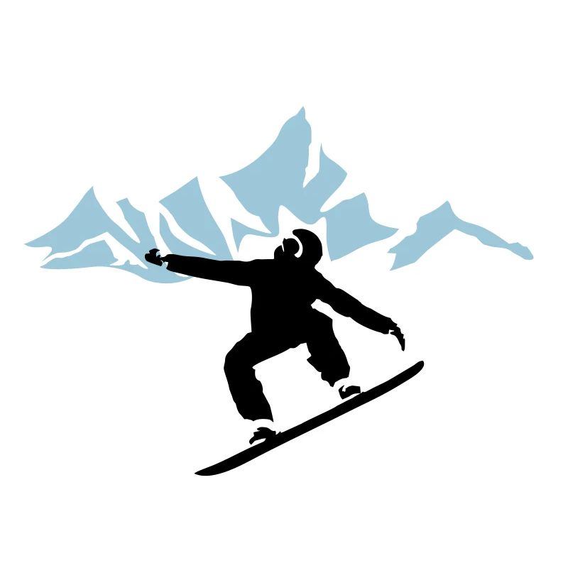 Snowboarder und Berge mit Schnee