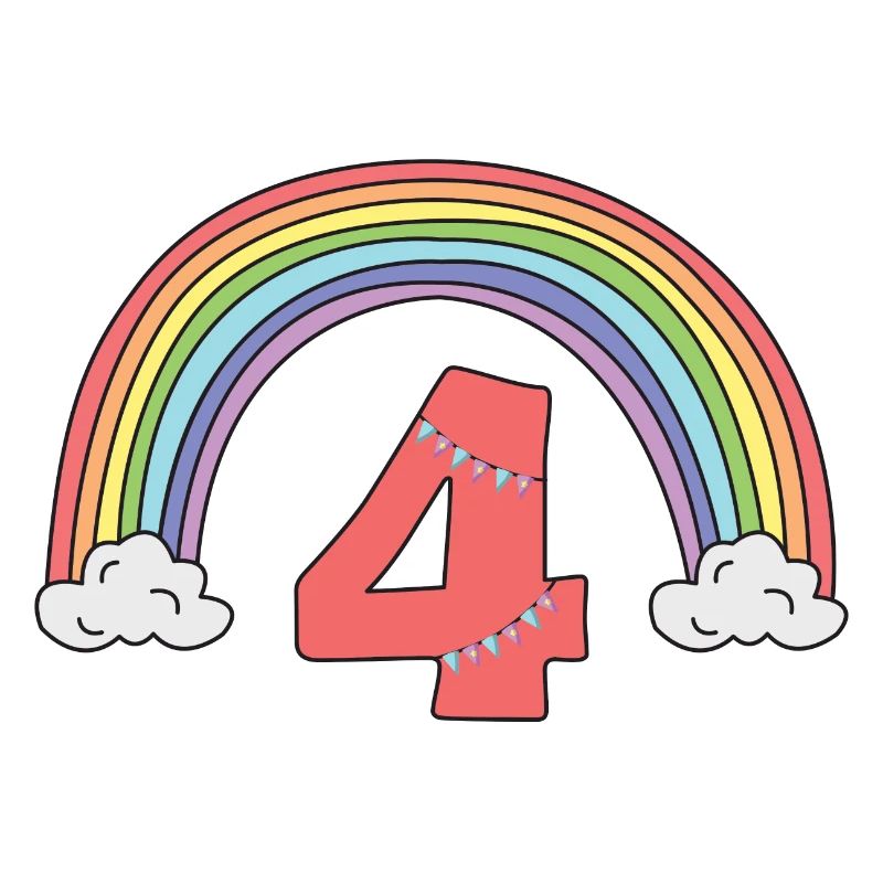 4. Geburtstag Pastell Regenbogen Mädchen Süß