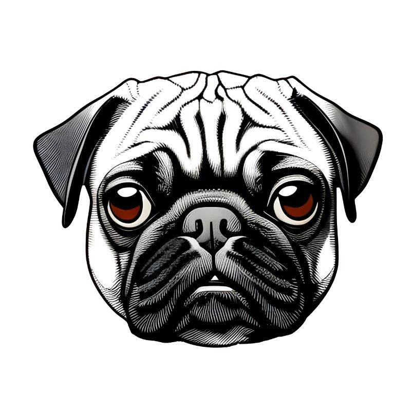Pug Design Graphic Print Motif