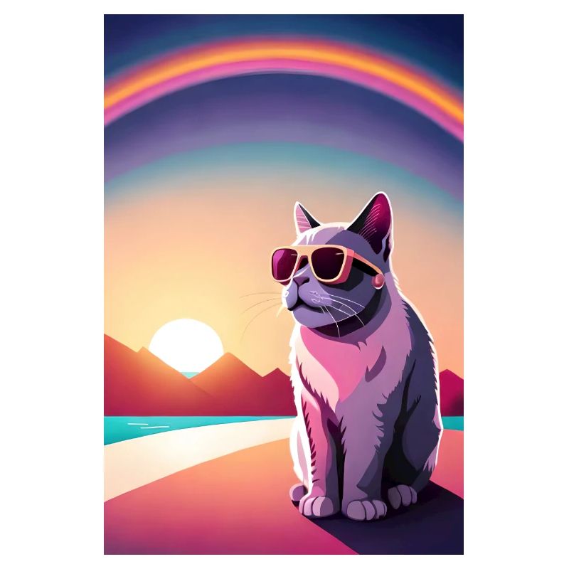 Synthwave Rainbow Cat