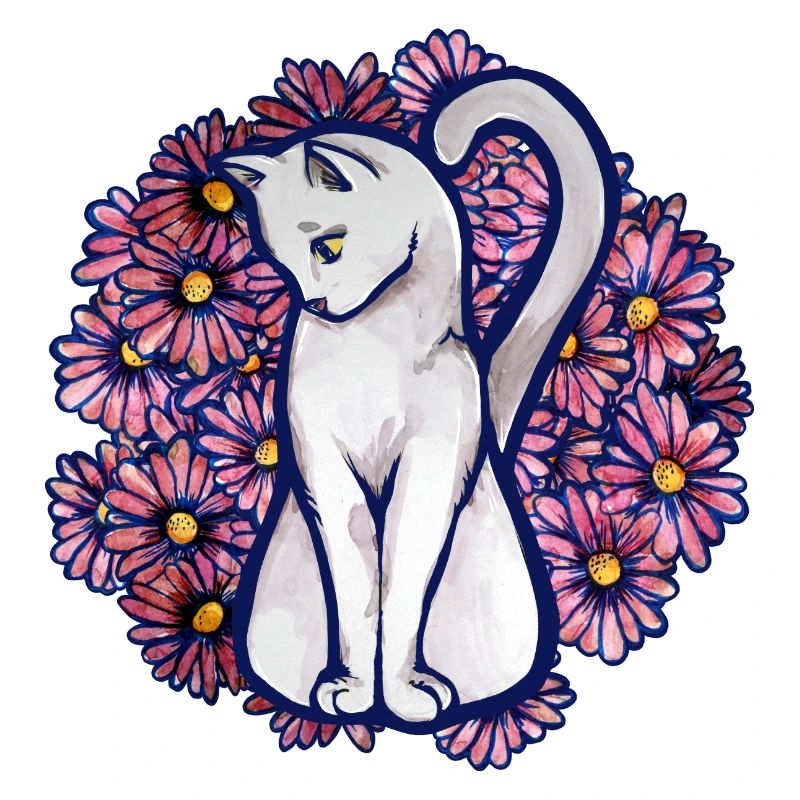 Chat de marguerite de fleur