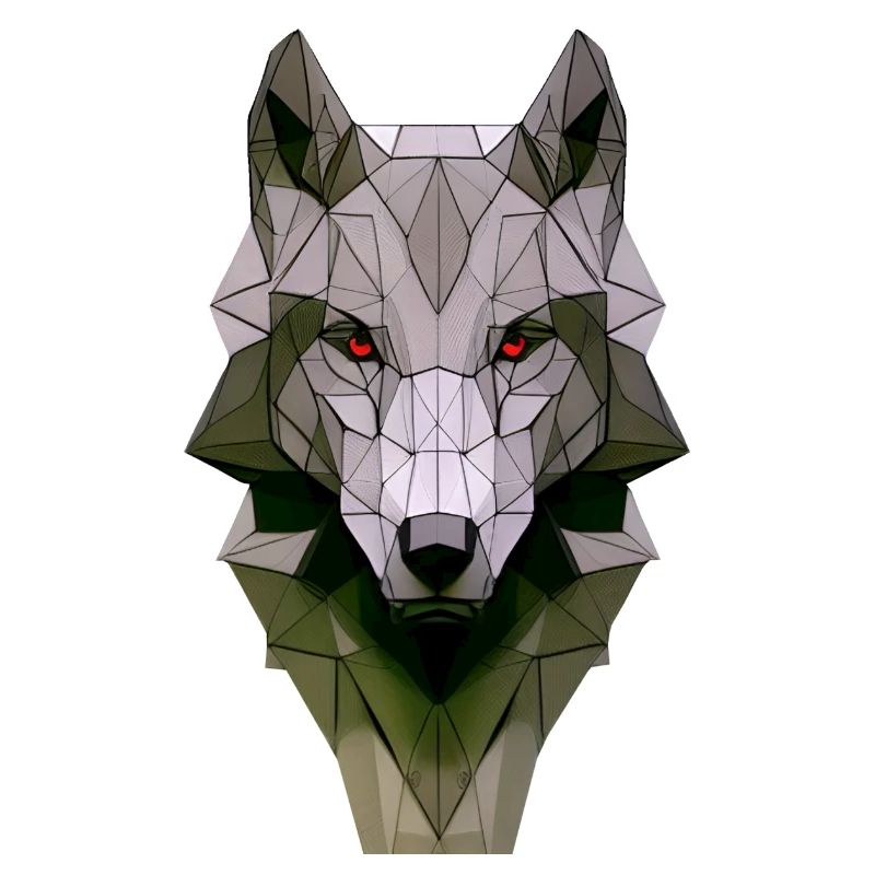 Polygon Design Wolf animal head colored