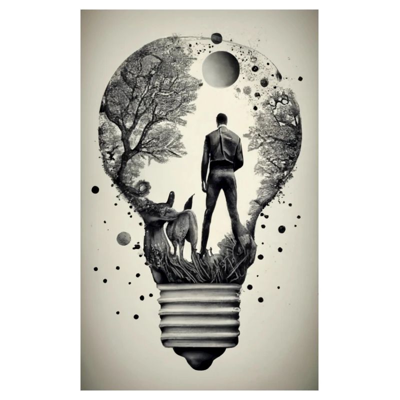 man inside a light bulb