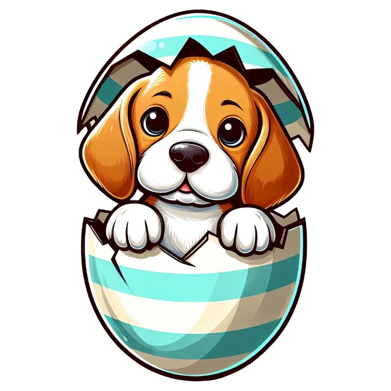 Colorful Beagle Dog Easter Egg Hatching Design
