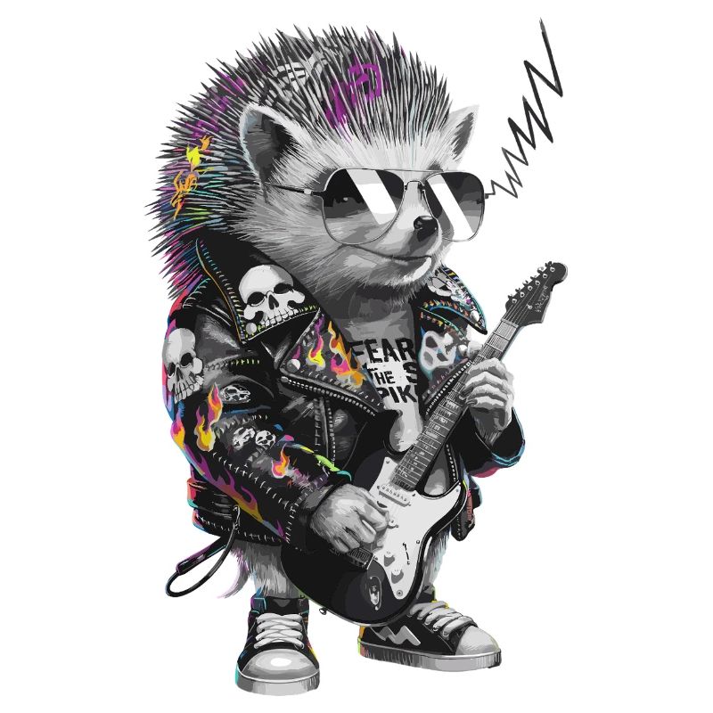 Punkig Igel mit E-Gitarre