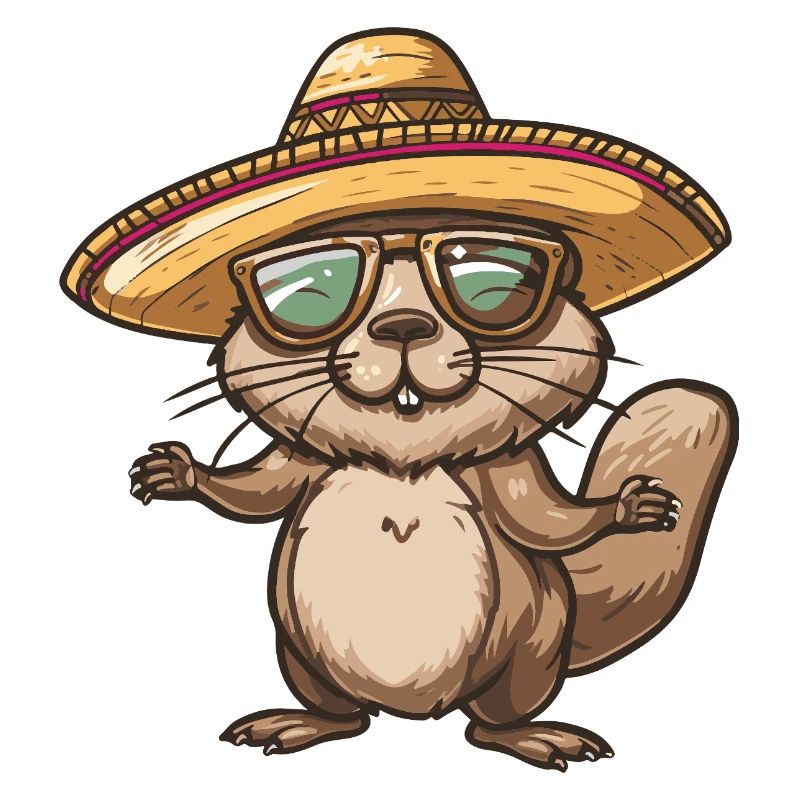 Beaver Comic Funny Sombrero