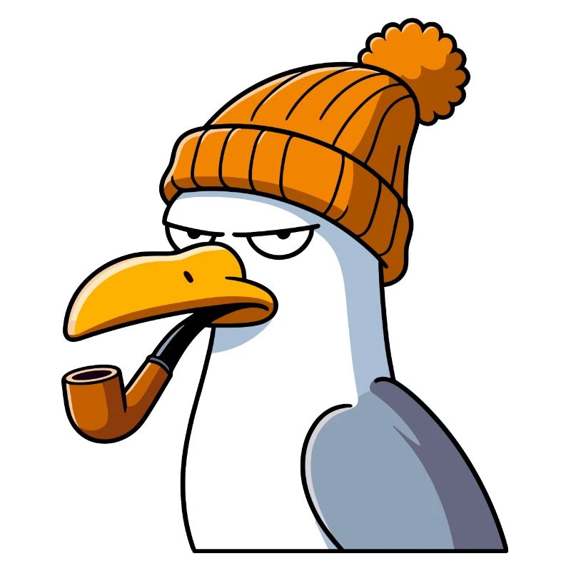 Evil Seagull Beanie Wool Hat & Whistle in Beak