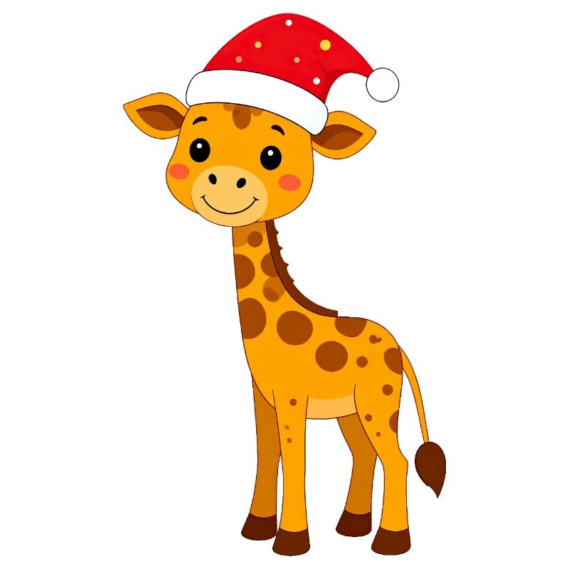 Girafe avec chapeau de Père Noël adapté pour Noël