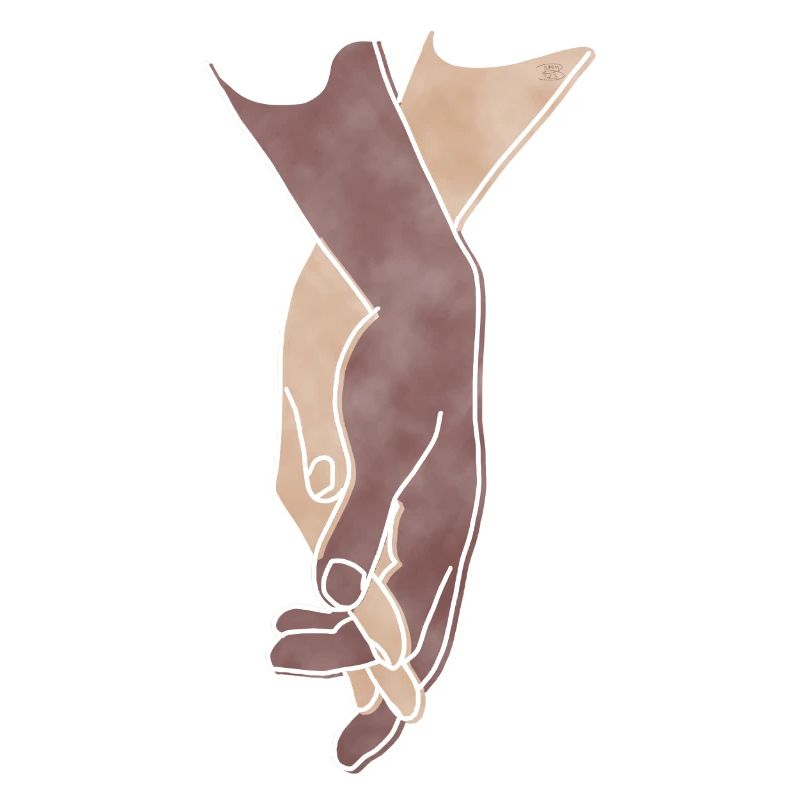 "Getting Close", Boho Line Art Design, Serie Hands