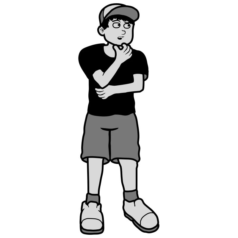 Junge überlegt Pose