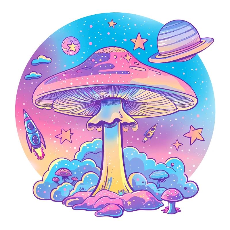 Explosion de mots de champignons psychédéliques