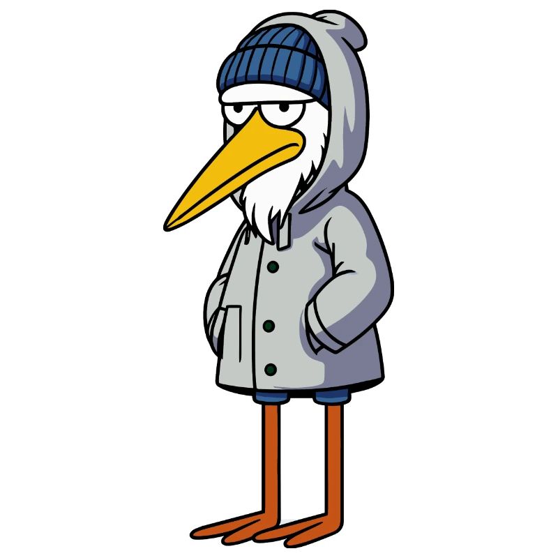 Comic Gray Grandpa Stork Rain Jacket Hat Hamburg