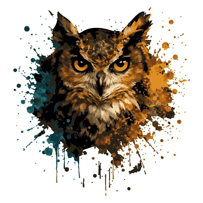 Eule Aquarell – Color Splash Tierkunst