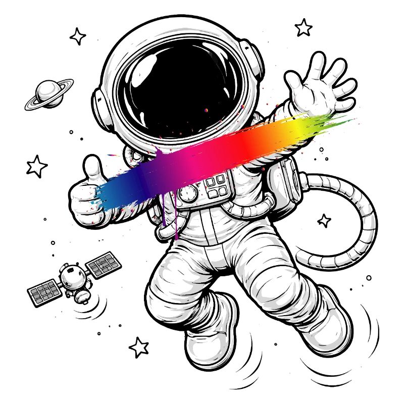 Astronaut Rainbow Splash Space Design