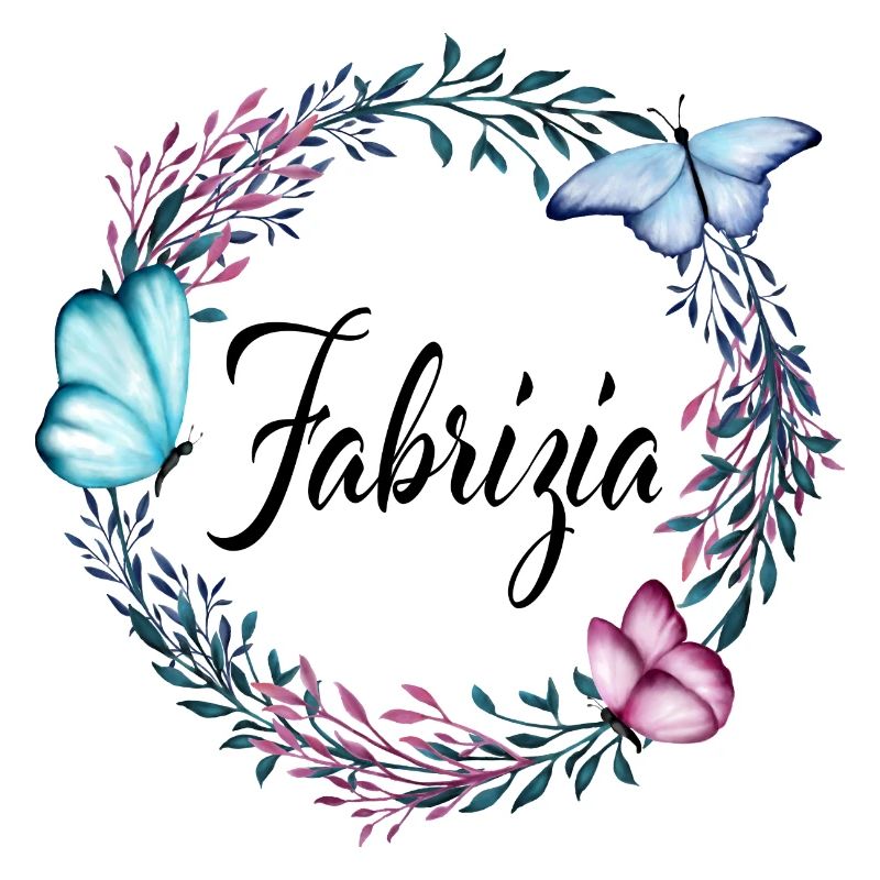 Fabrizia, nom, lettrage, couronne de fleurs, cadea