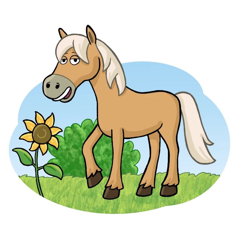 Drôle de cheval sur prairie