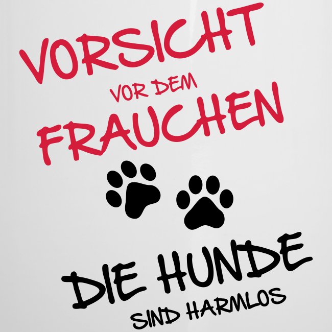 Vorschau: Vorsicht Frauchen - Hunde - Emaille-Tasse