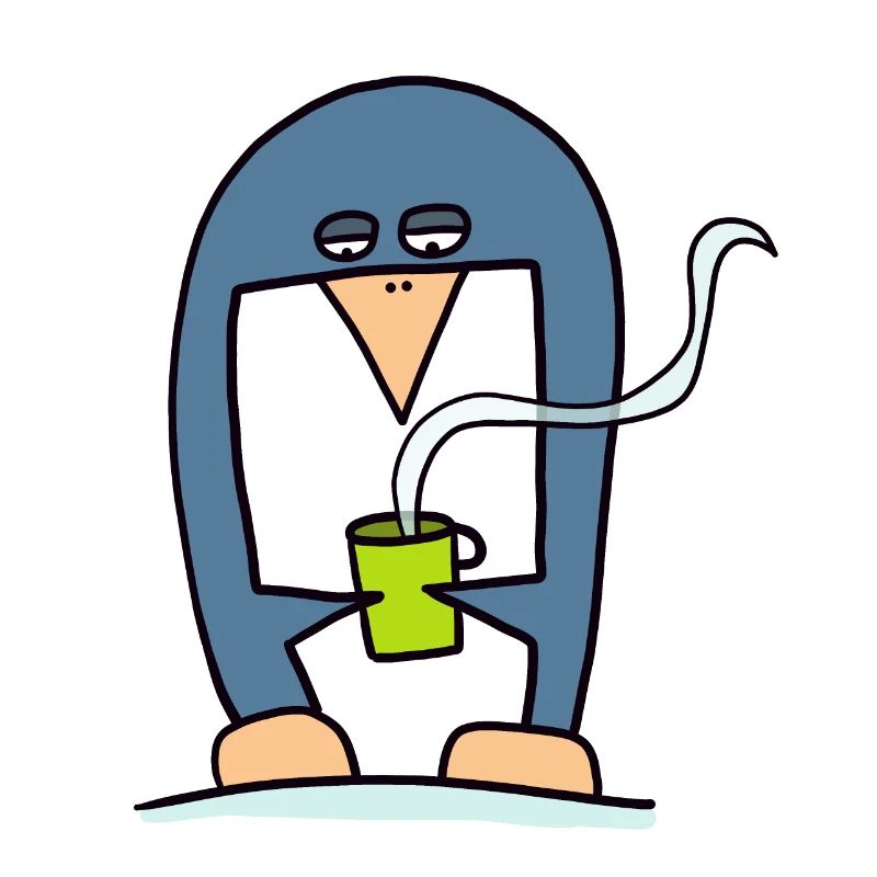 Penguin drinking coffee