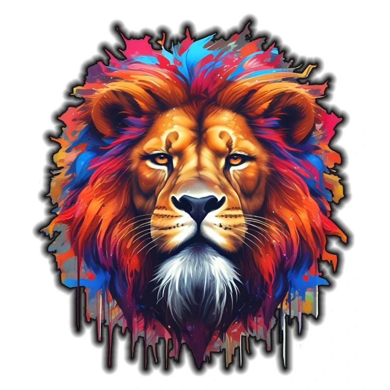 Fier lion dans le style graffiti