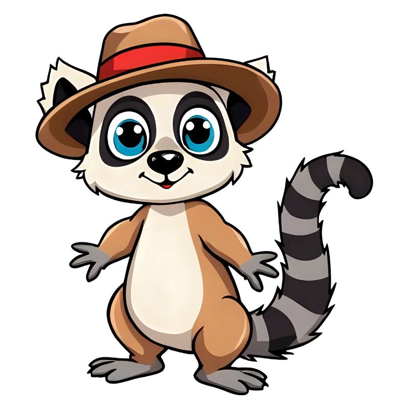 Süßer Waschbär mit gestreiftem Hut