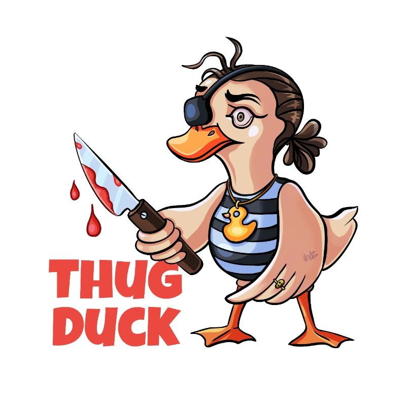 Thug Duck hält ein Messer-Meme