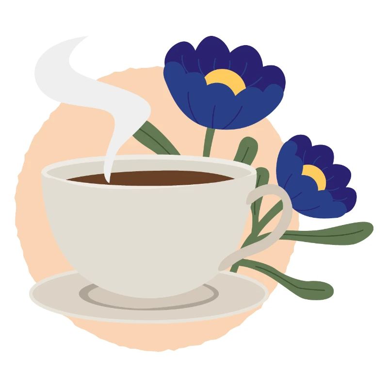 Kaffee & Blumen: Ein Moment der Ruhe blau