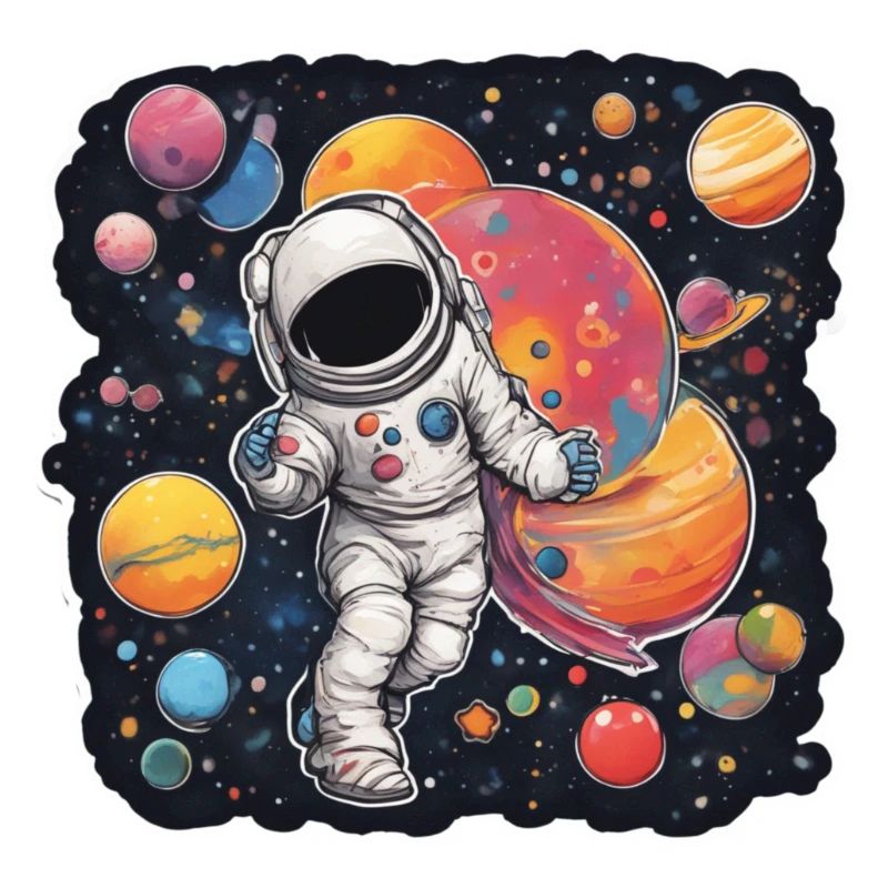 Astronaut Dancing Around Planets
