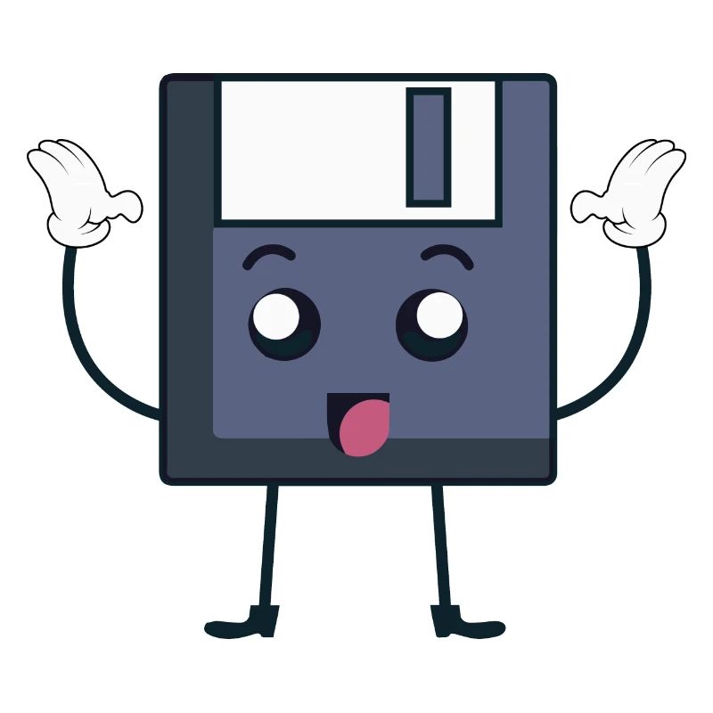 Floppy Disk 3.5 Cute Face Nerd Technology Gift