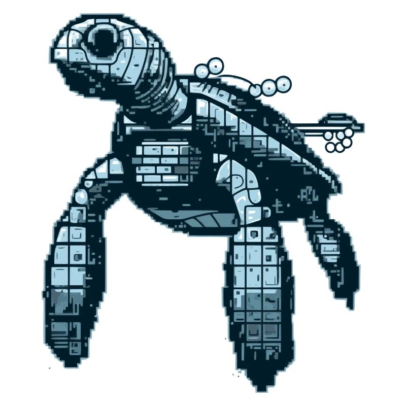 Turtle in retro 8 bit look minimalist