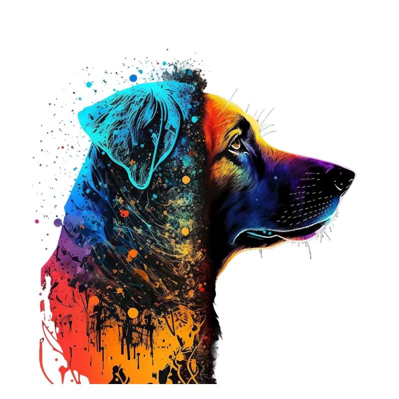 Chien dans une émeute de couleurs / Chien multicolore