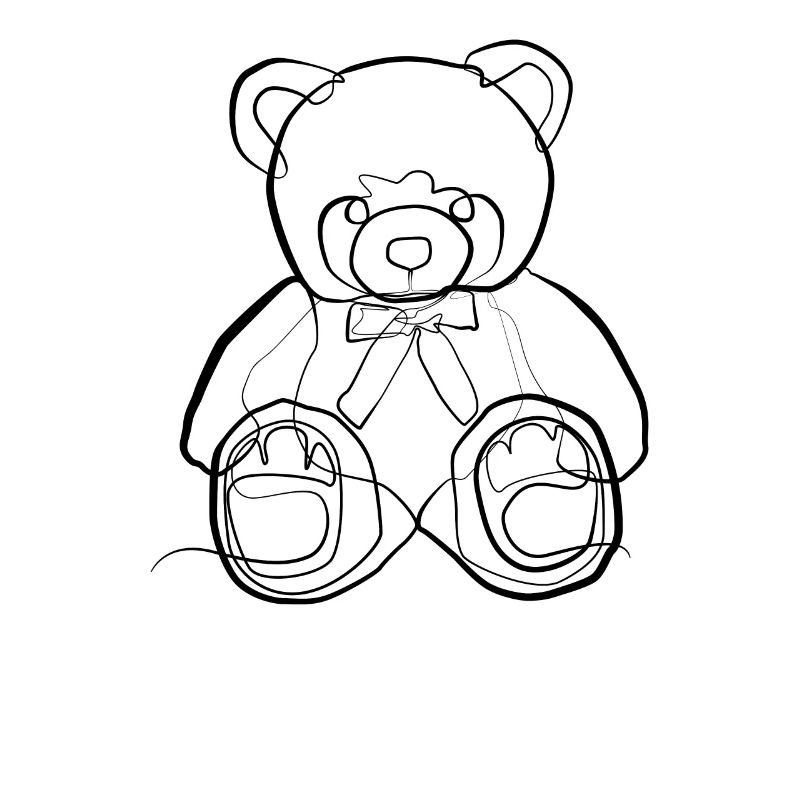 Teddybär - one line drawing