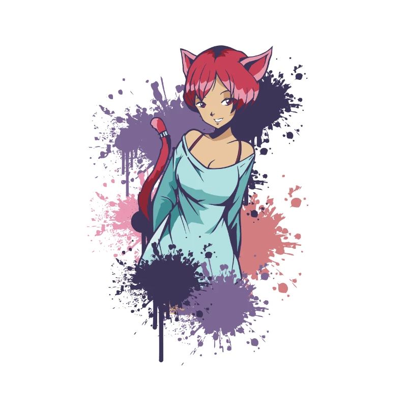 Neko Girl anime comic Charakter Mädchen mit Bogen