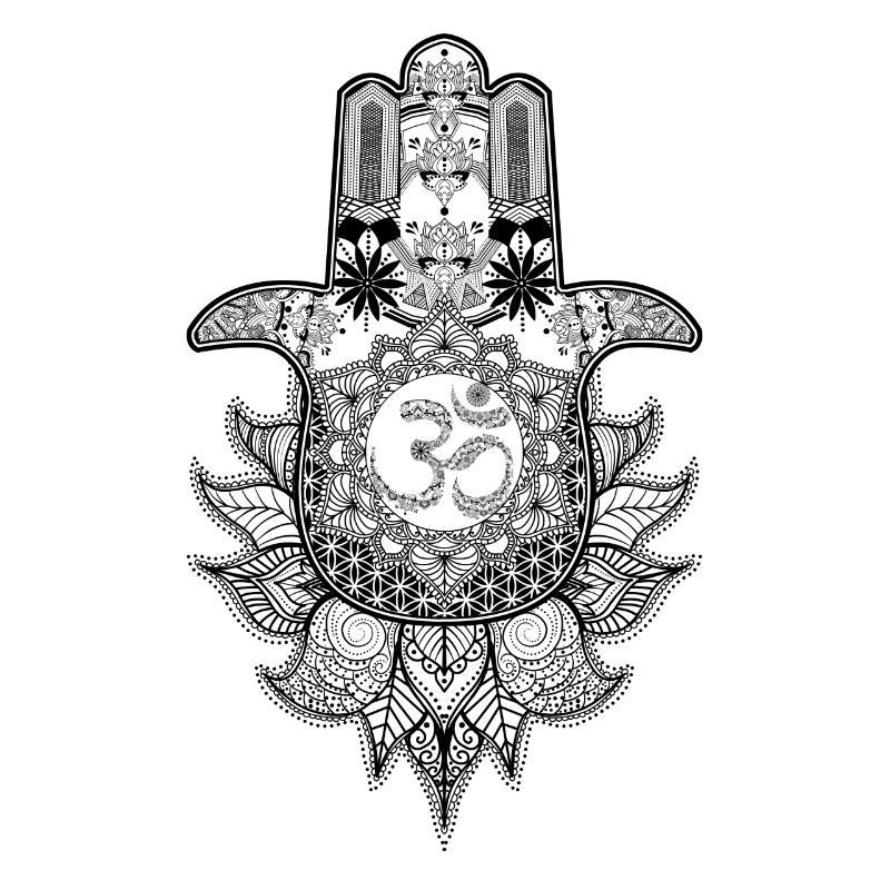 Conception de tatouage de bijoux à la main de Hamsa Fatima
