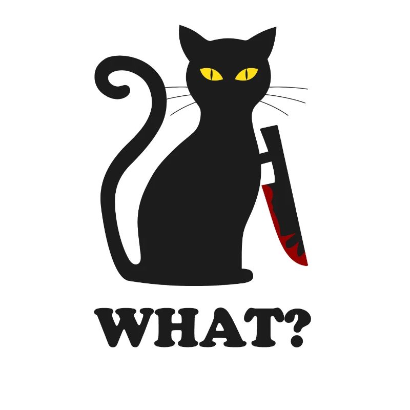 chat noir coupable avec un couteau | Idée cadeau
