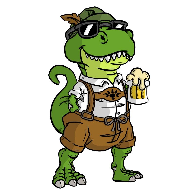 Dinosaurs drink beer T-Rex