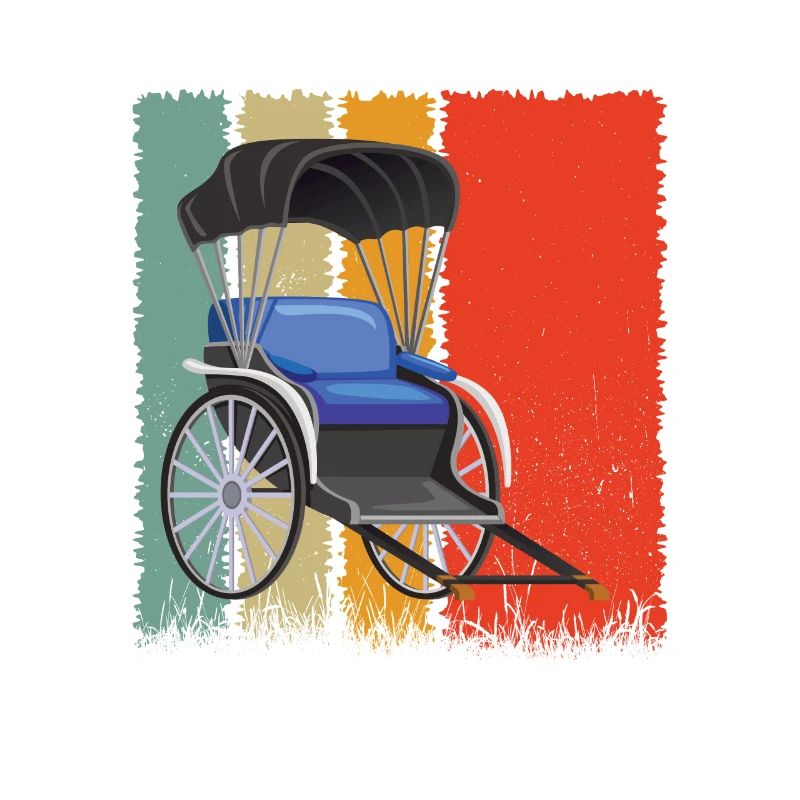 Rickshaw Sunset Retro Meadow Nature