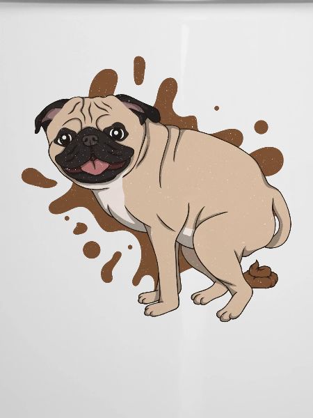 Mops kackt Kackhaufen