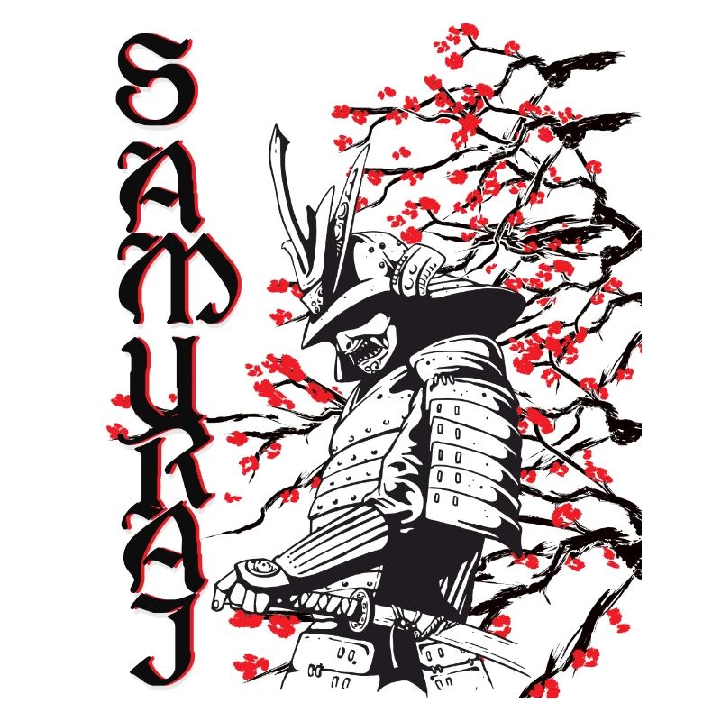 Samurai with cherry blossoms