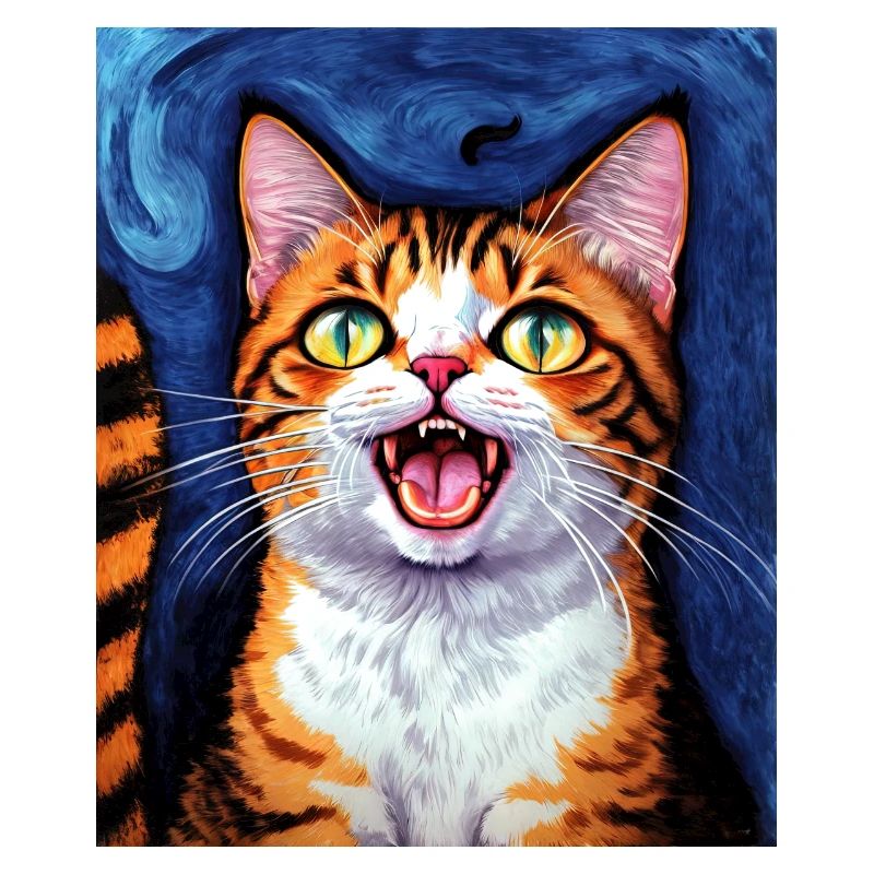 Impressionistic Funny Cat Screaming Impressionism