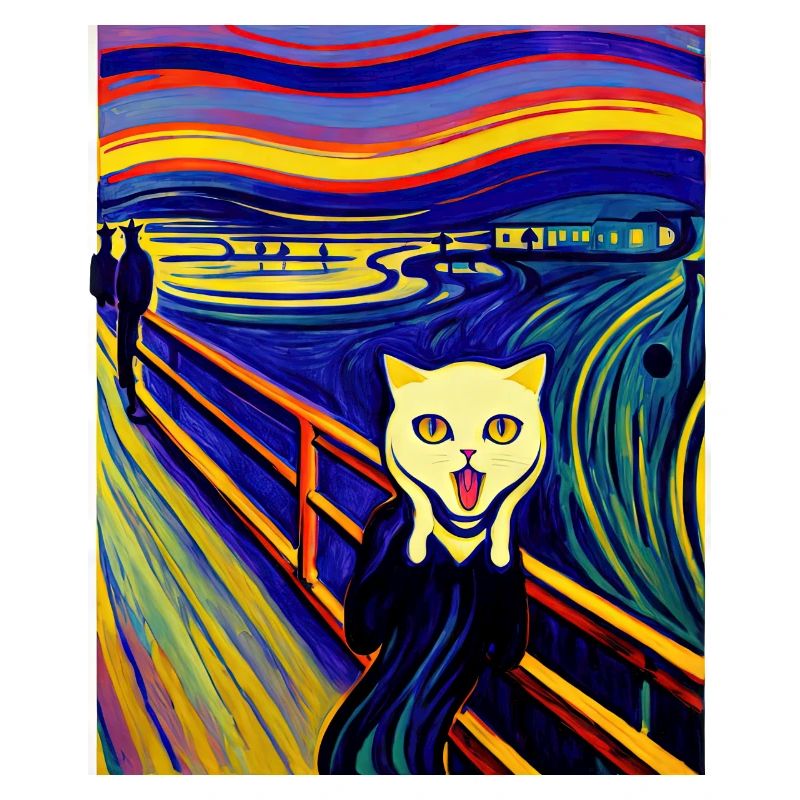 Impressionistic Funny Cat Screaming Impressionism