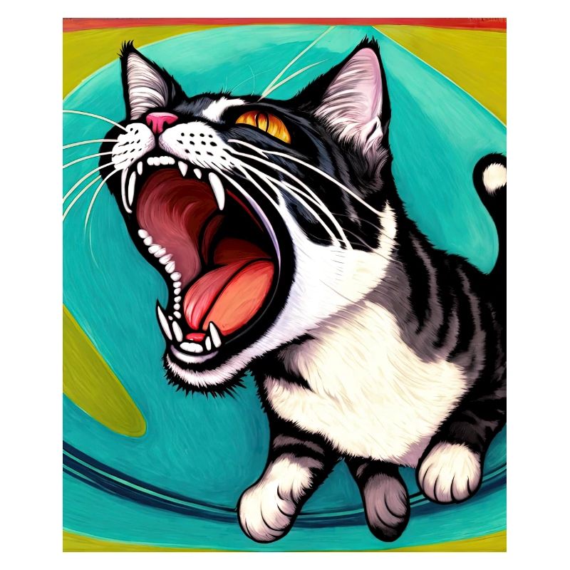 Impressionistic Funny Cat Screaming Impressionism