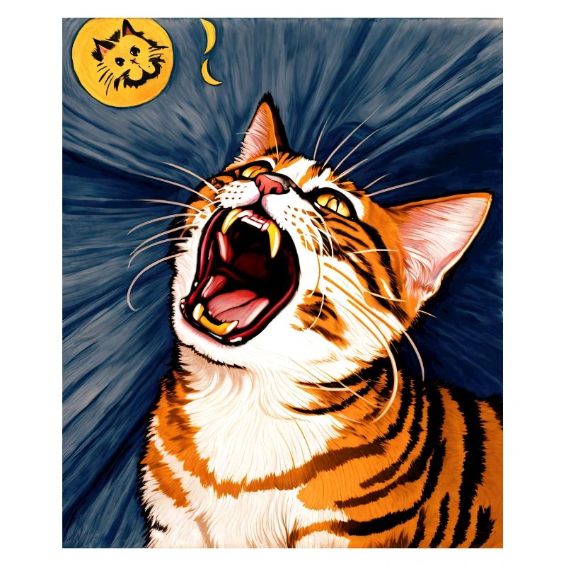 Impressionistic Funny Cat Screaming Impressionism