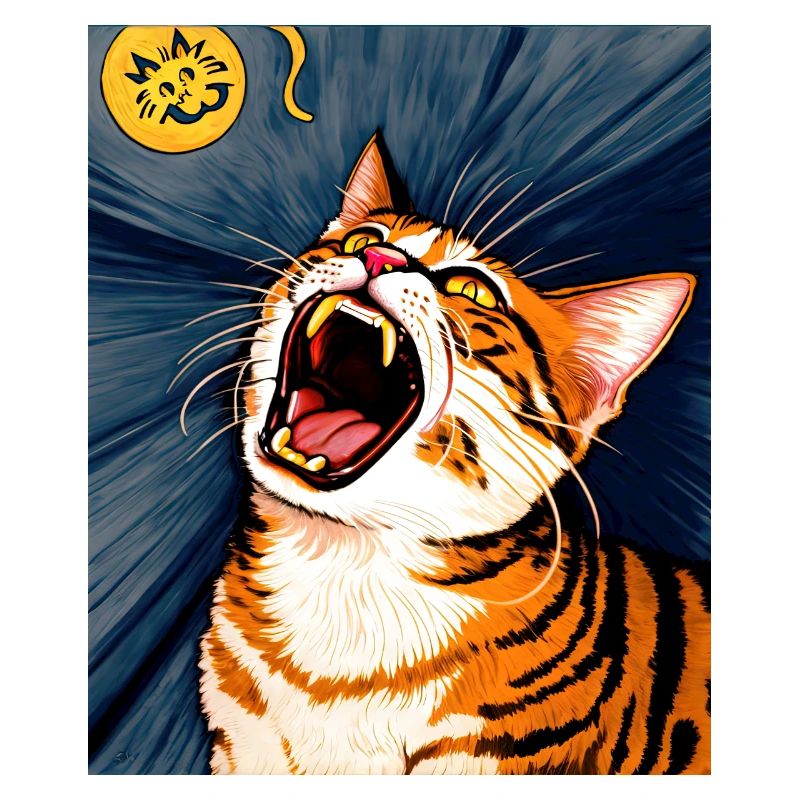 Impressionistic Funny Cat Screaming Impressionism